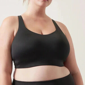 Athleta Advance Bra 36F Black Workout cardio adjustable straps